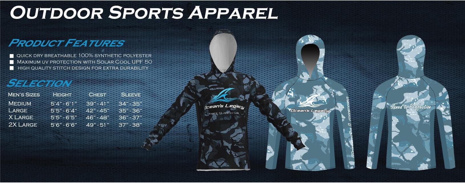 OCEANS LEGACY LONG SLEEVE UV SHIRT BLUE CAMO