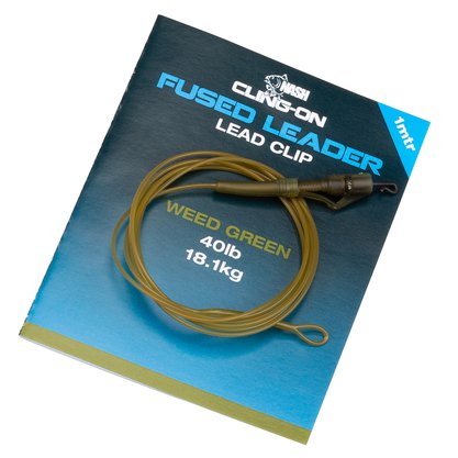 NASH FUSED LEADER LEAD CLIP QUICK CHANGE WEED GREEN 40lb