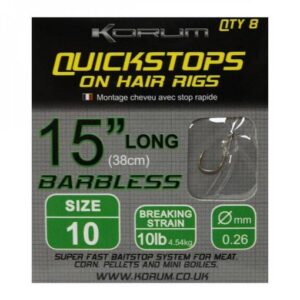 KORUM QUICK STOPS ON HAIR RIGS 38CM BARBLESS