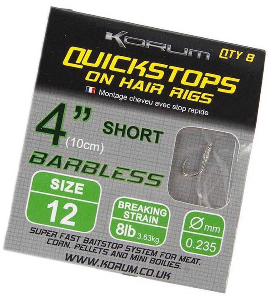 KORUM QUICK STOPS ON HAIR RIGS 10CM BARBLESS