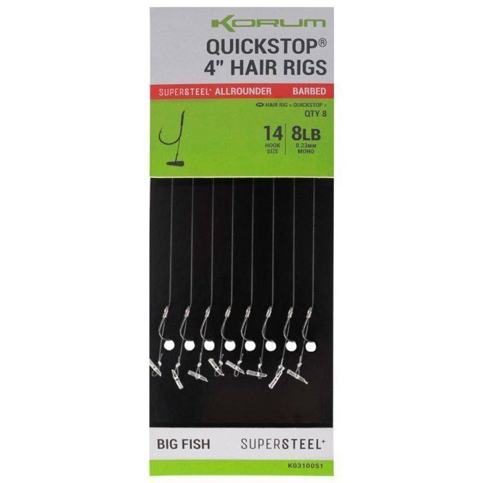 KORUM BIG FISH HAIR RIGS 10cm WQS BARBED