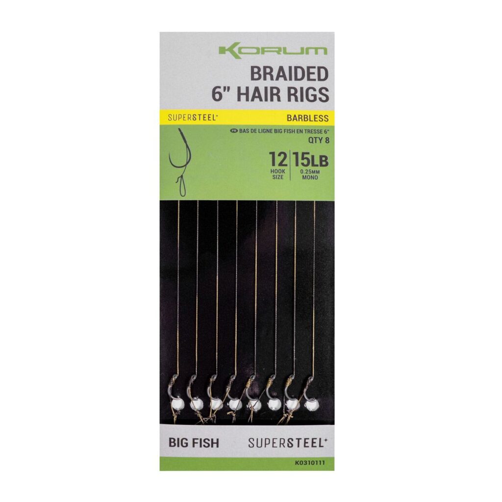 KORUM BIG FISH BRAIDED HAIR RIGS 15cm BARBLESS