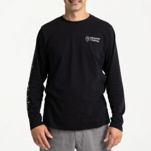 ADVENTER & FISHING T-SHIRT MET LANGE MOUWEN ZWART