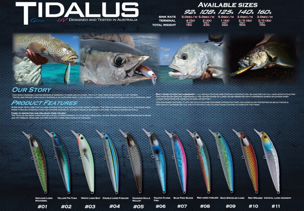 OCEANS LEGACY TIDALUS MINNOW 92mm SLOW SINK 16g