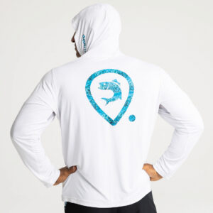 ADVENTER & FISHING SUDADERA UV CON CAPUCHA BLANCA Y BLUEFIN