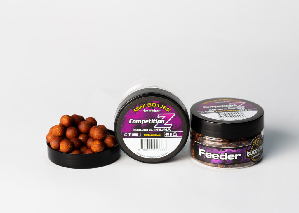 BUCOVINA CARP BAITS COMPETITION Z SQUID & PRUNA MINI BOILIES SOLUBILE 11MM