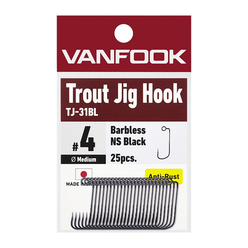 VANFOOK TROUT JIG HOOK BARBLESS TJ-31BL 25PCS