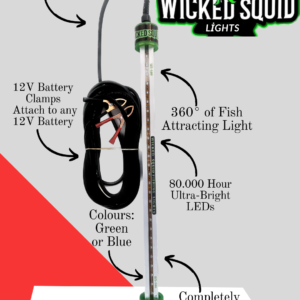 WICKED SQUID 4-STRANSKI ALUMINIJASTI 360-STOPINJSKI VODOTESNI ZELENI SVETILKA 110cm