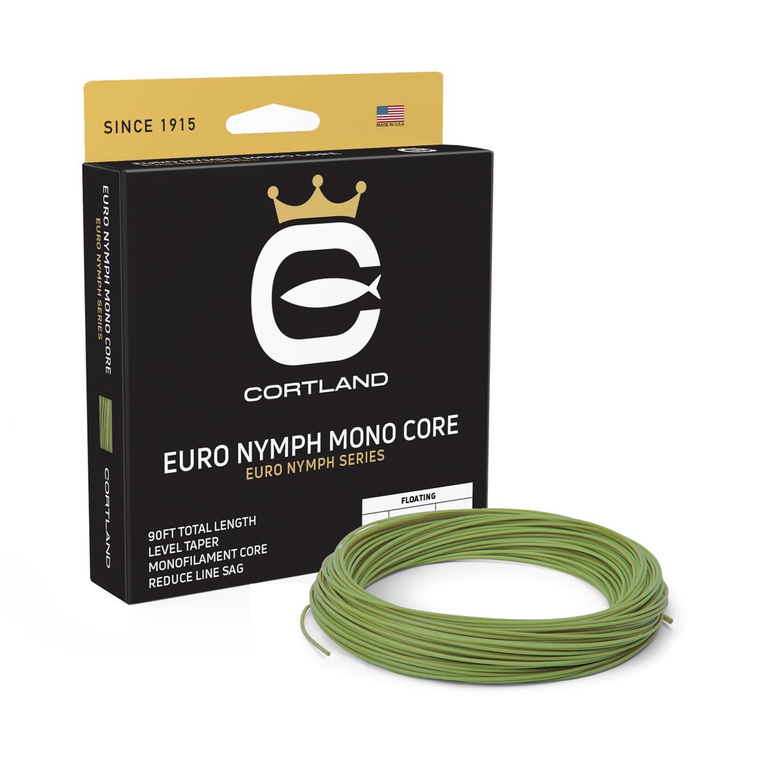 CORTLAND EURO NYMPH MONO CORE FLOATING LEVEL .022 90FT GECKO GREEN