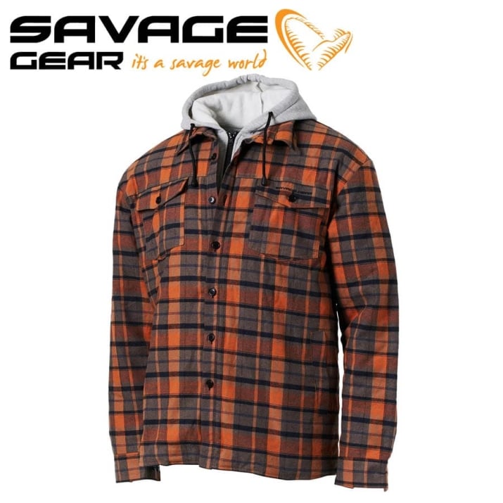 SAVAGE GEAR TWIN SHIRT JACKET L ORANGE/GREY