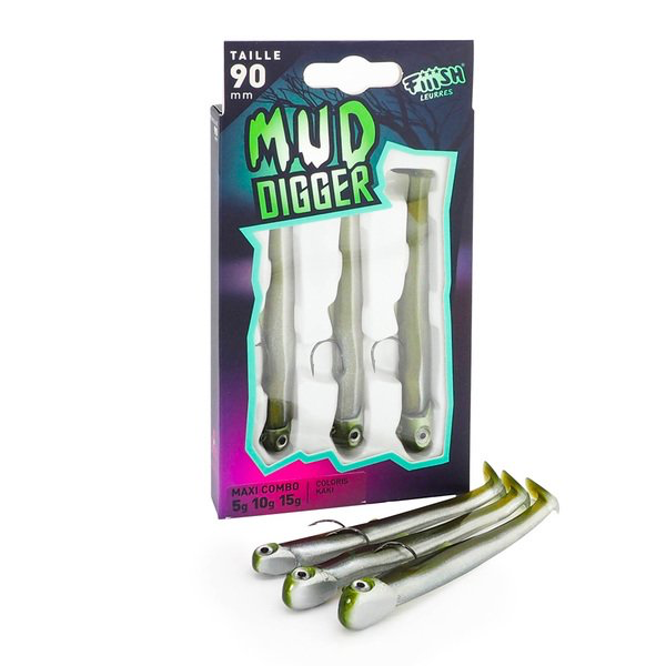 FIIISH MUD DIGGER MAXI COMBO 90mm 5g, 10g, 15g #KAKI