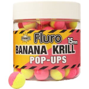 DYNAMITE BAITS BOJLI KRILL&BANANA FLURO TWO-TONE POP-UPS 15mm