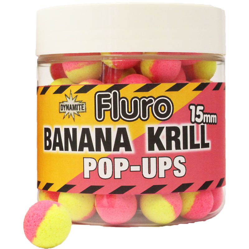 DYNAMITE BAITS BOJLI KRILL&BANANA FLURO TWO-TONE POP-UPS 15mm