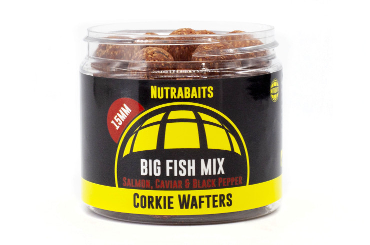 NUTRABAITS BIG FISH MIX CORKIE WAFTERS SALMON, CAVIAR&BLACK PEPPER 18mm