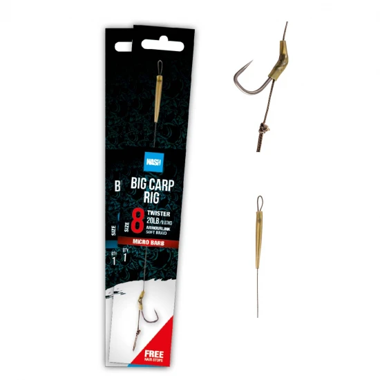 NASH BIG CARP RIG 25lb TWISTER #4 BARBED