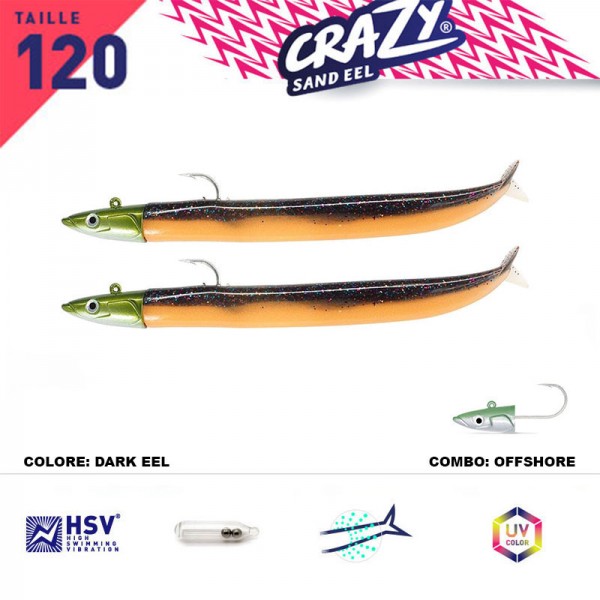 FIIISH CRAZY SANDEEL TWO COMBOS OFFSHORE 120mm 15g #DARK EEL