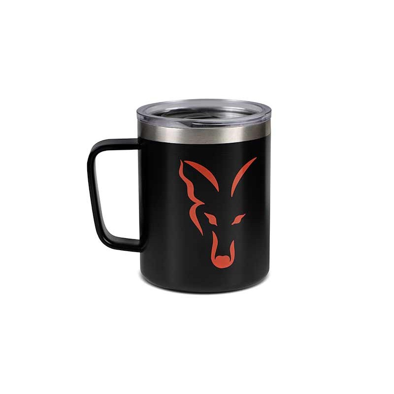 FOX STAINLESS THERMAL MUGS 380ml BLACK&ORANGE LOGO