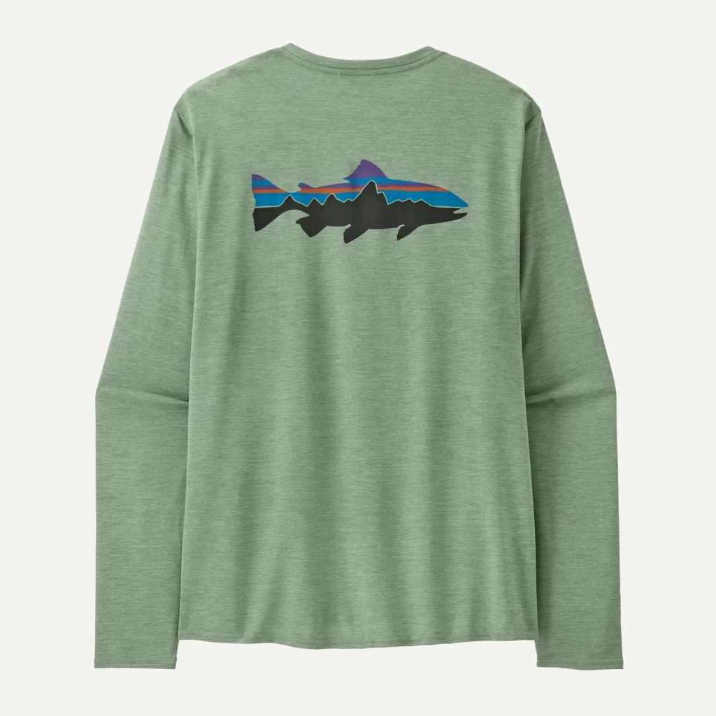 PATAGONIA CAP COOL DAILY GRAPHIC SHIRT WATERS ELLWOOD GREEN X-DYE