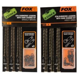 FOX SUBMERGE LEADERS WITH KWIK CHANGE KIT 30lb WEEDY GREEN