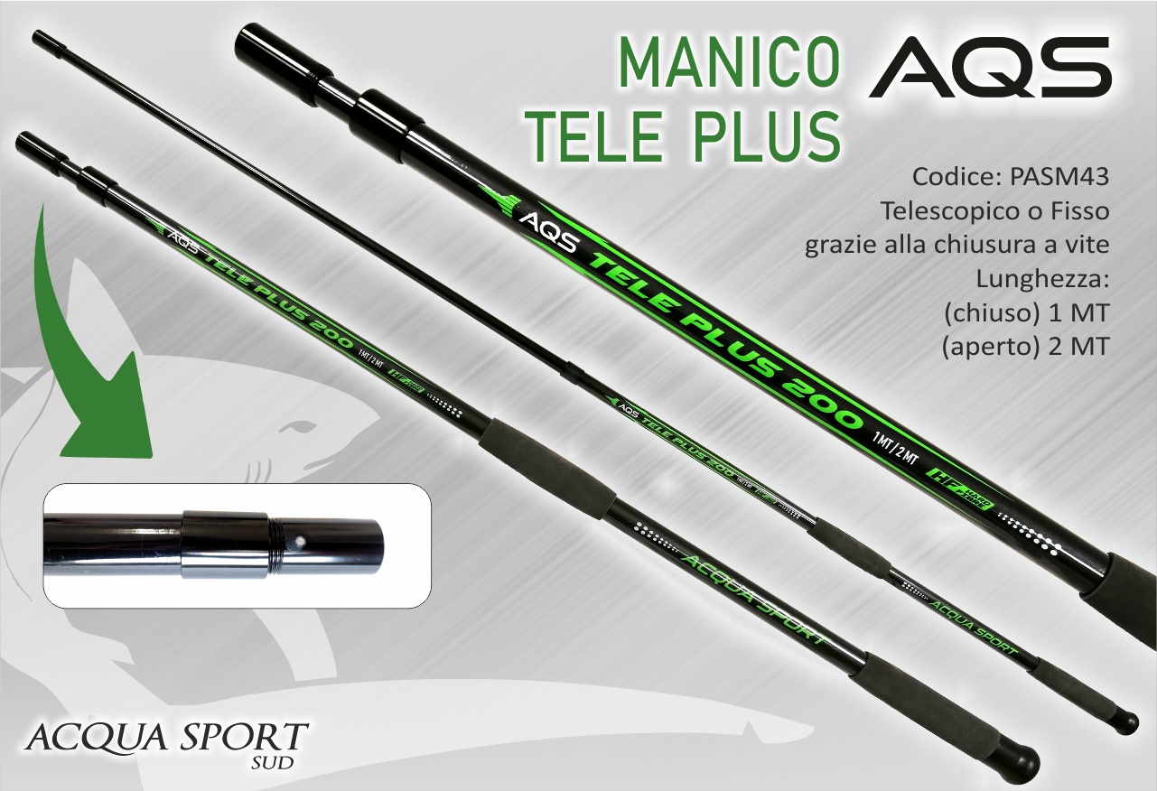 AQS MANICO TELESCOPIC NET HANDLE 2m